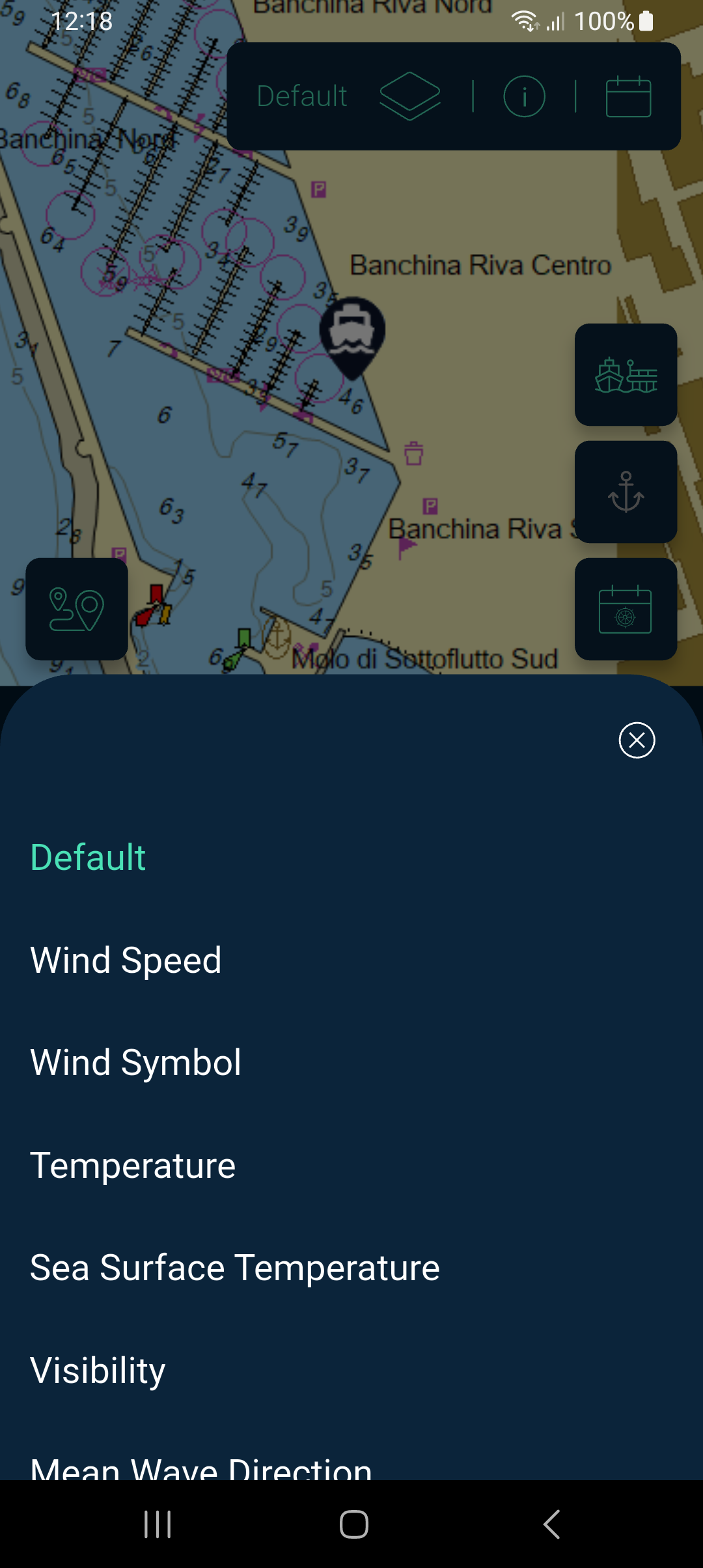 Layer meteo marini sulla mappa